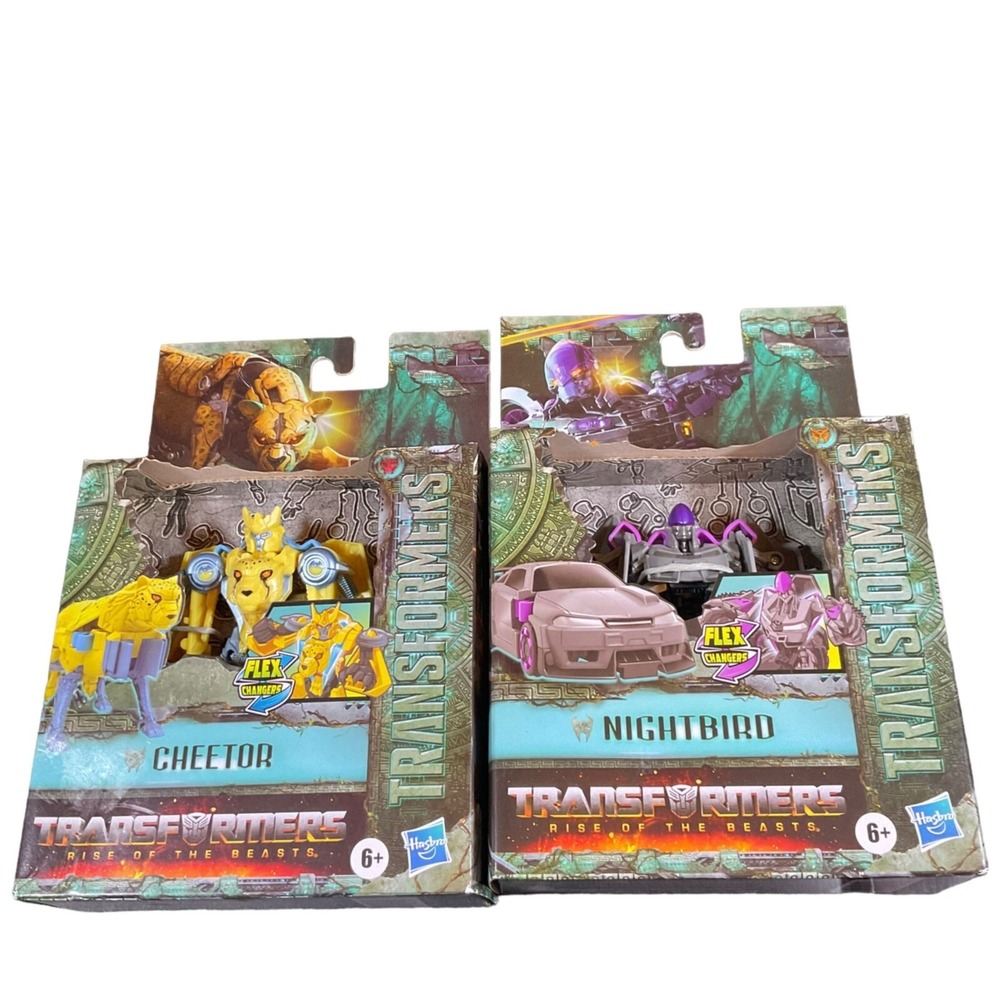 Transformers "Rise Of The Beasts" Cheetor & Nightbird Figures Flex Changers Hasb